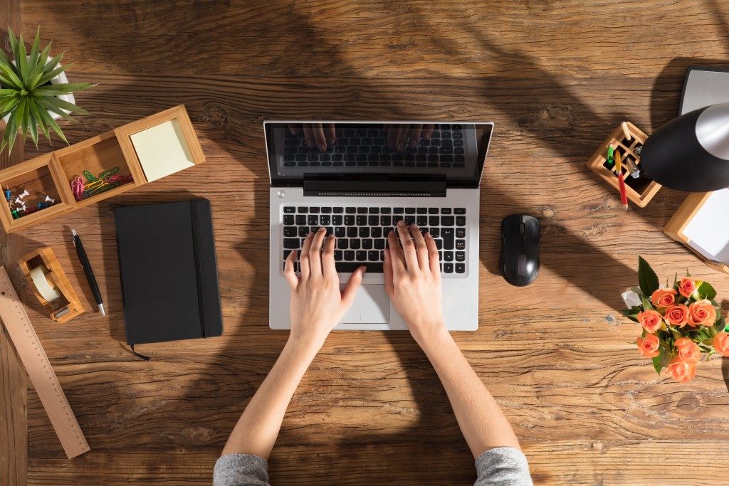 Woman using a laptop