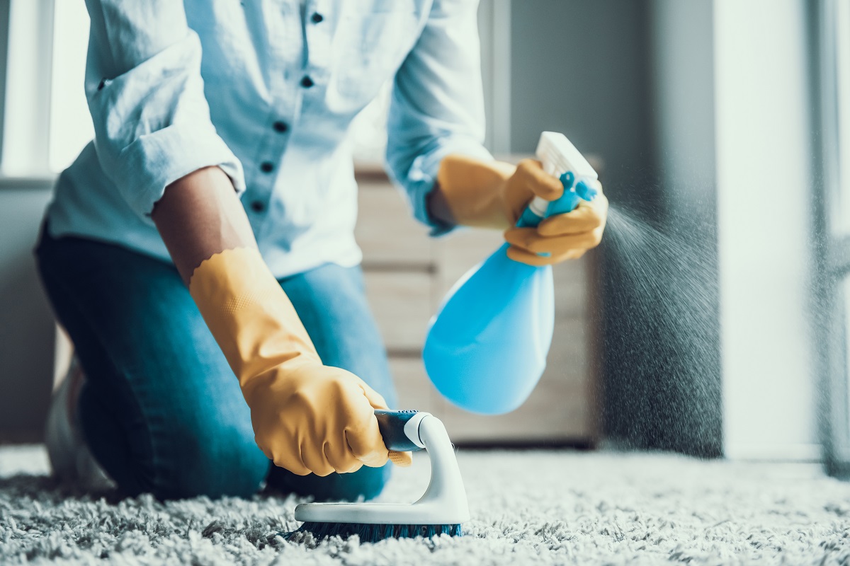 girl cleaning the house