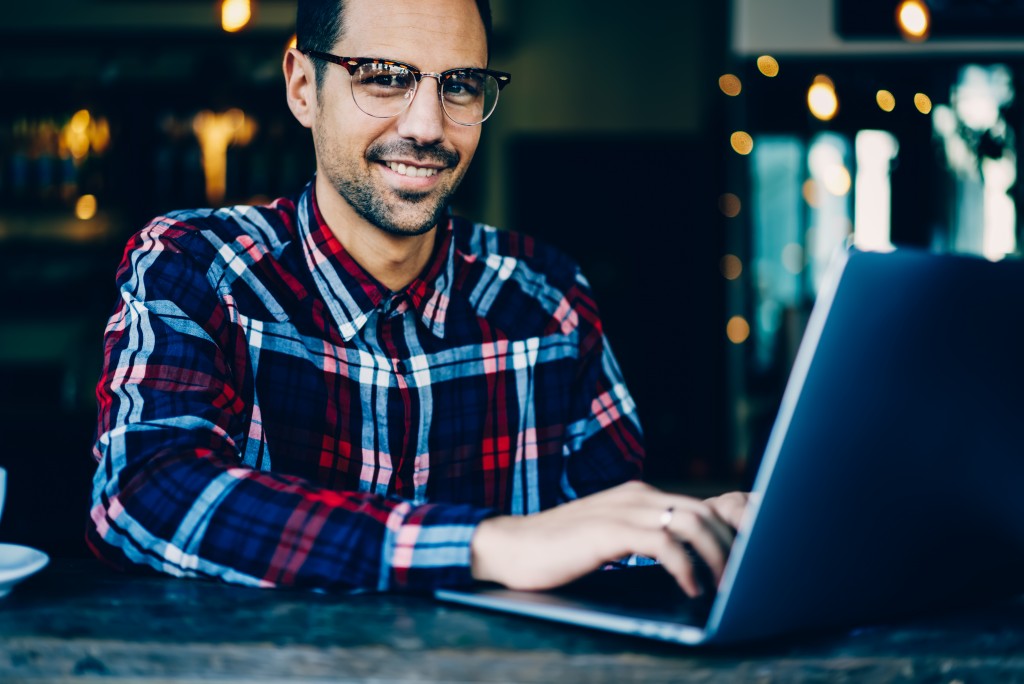 man using laptop