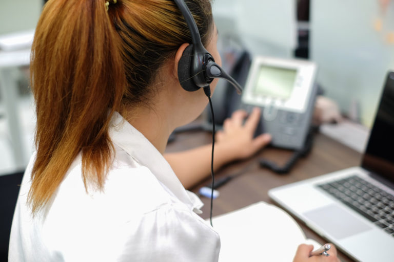 woman at a call center
