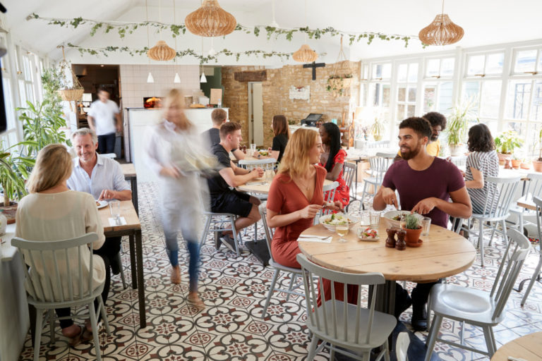 people eating at a restaurant