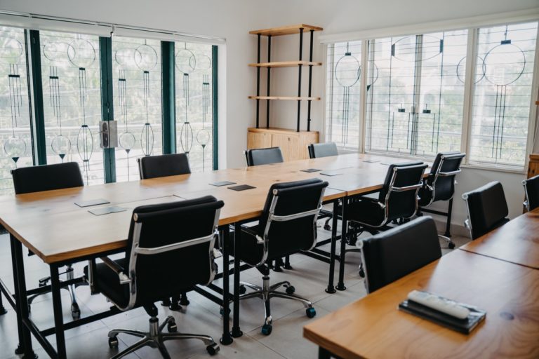 a well-lit conference room