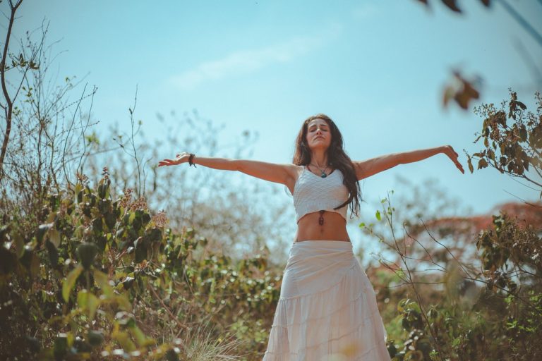 woman standing on a field