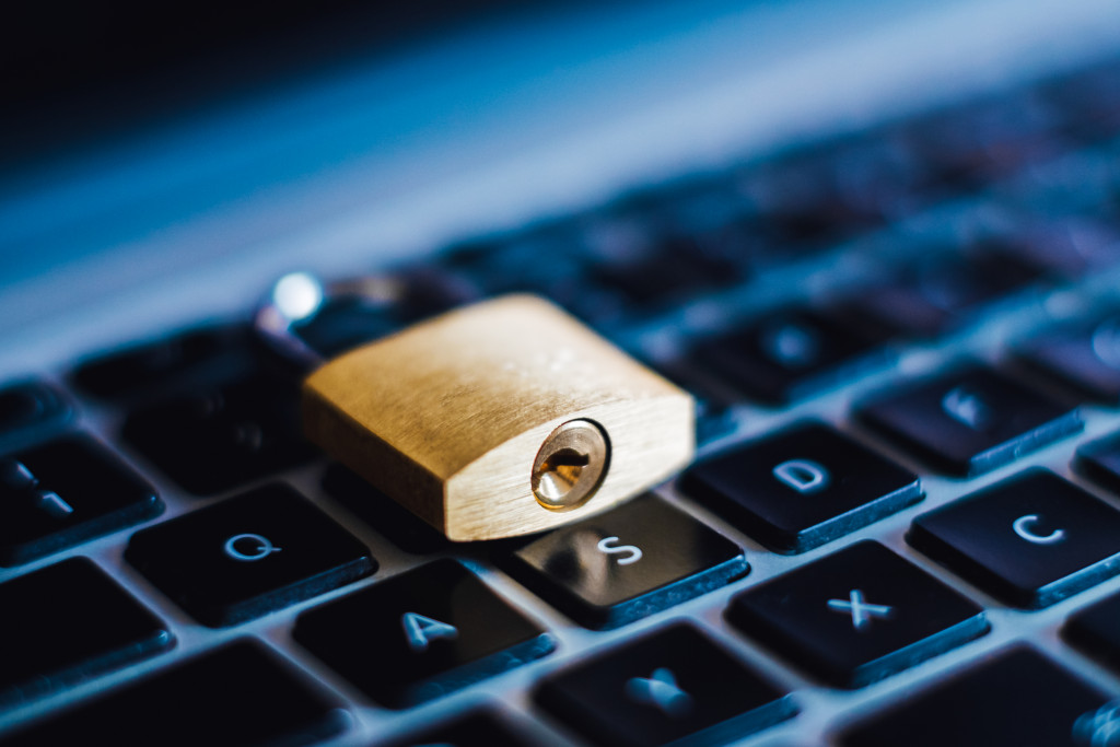 padlock on top of keyboard