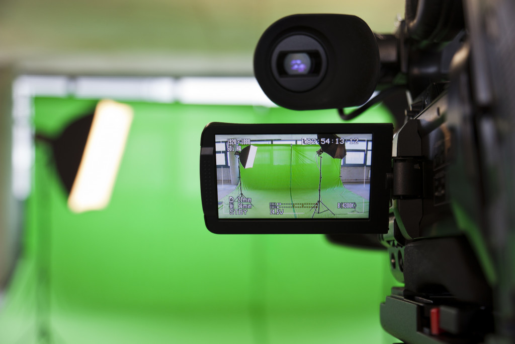 camera in a studio with green screen