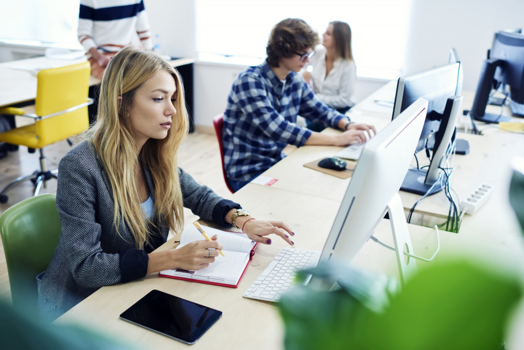 woman working in the office