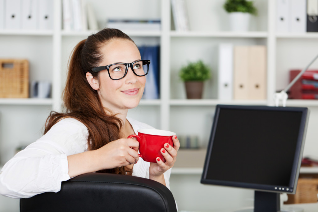 Businesswoman having a break