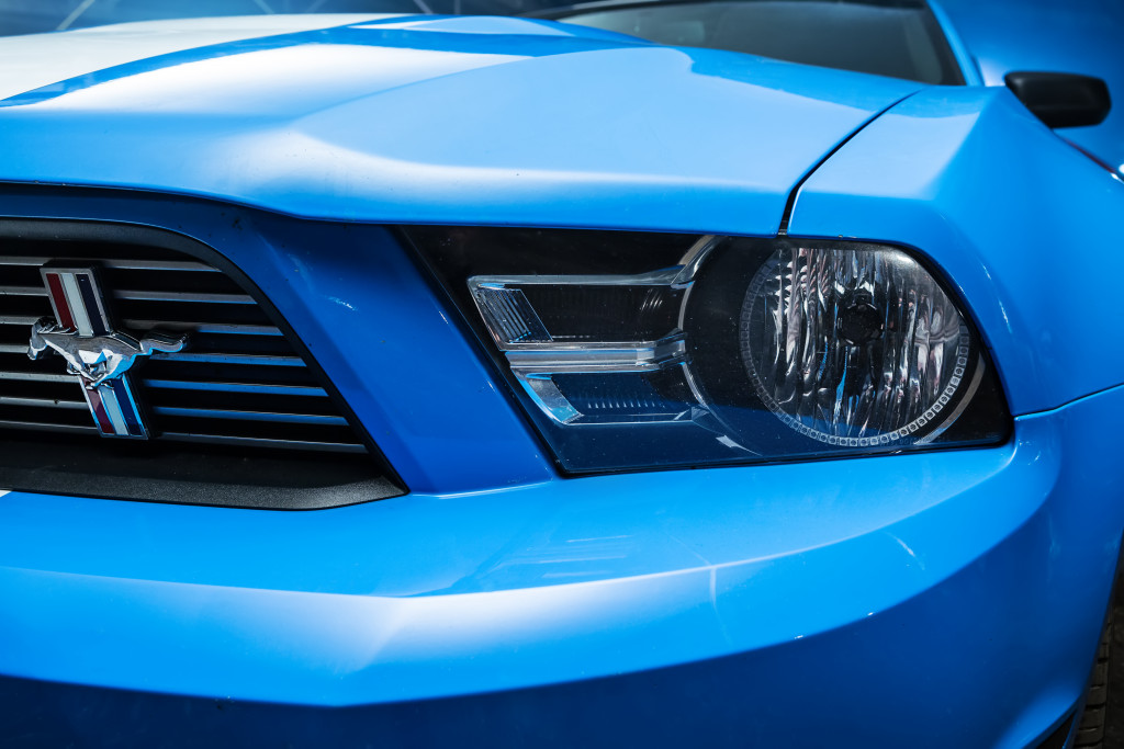 A blue luxury car