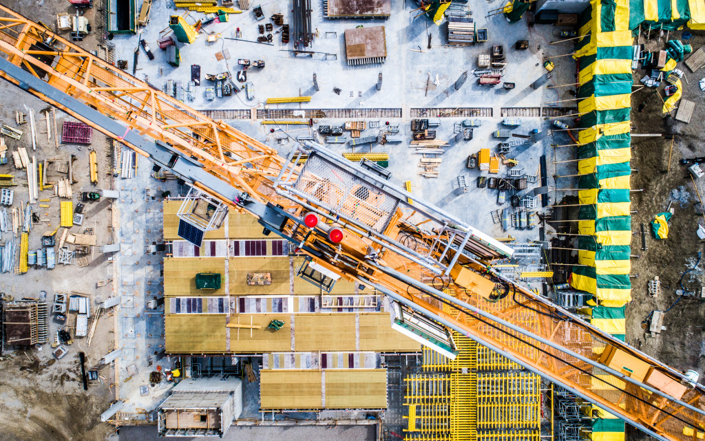 A massive crane on construction site