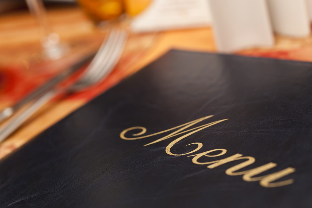 A restaurant menu on the table